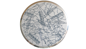 Imagebild „Neubau“ : Zu sehen ist eine Medaille mit vielen stilisierten Musikinstrumenten und der Aufschrift „FA Ricco Kühn B Trompete Modell 053 / B-L“